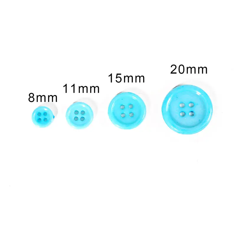 Sky Blue 8/11/15/20 мм сплошной Цвет круглый смолы кнопки 4 отверстия швейной машинки детская одежда Ремесло Украшение для альбома DIY аксессуары для одежды - Color: Sky Blue