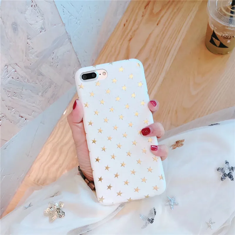 Чехол для телефона Gimfun из искусственной кожи с узором в виде звезд для Iphone 7, 7 plus, 6, 6 S, 6 plus, 8 X, простой Блестящий Мягкий ТПУ чехол-накладка