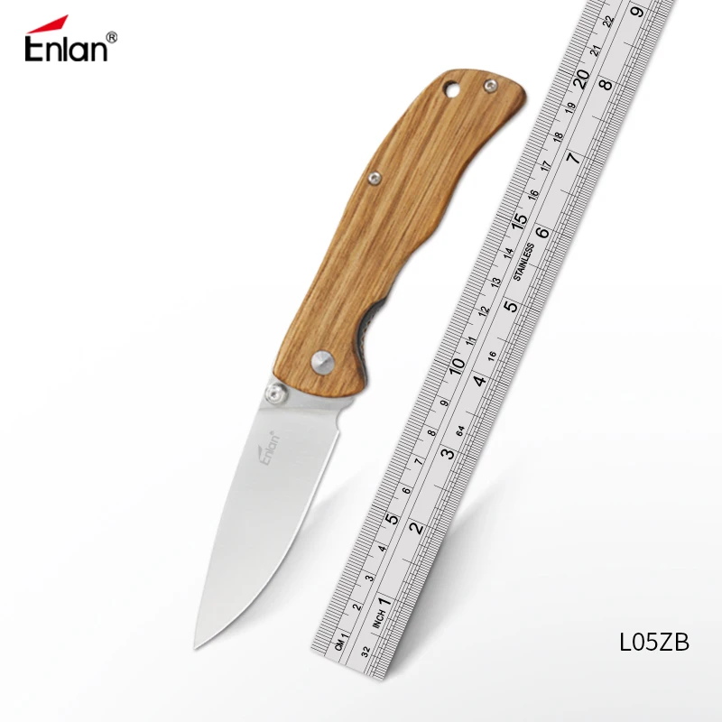 

Складной нож ENLAN L05ZB, тактический боевой карманный Клинок с деревянной ручкой, из стали 8Cr13mov, для охоты и походов
