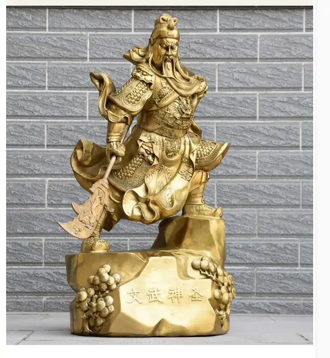 73CM large Huge-HOME SHOP hall lobby efficacious Talisman Money Drawing god of wealth GOLD Guan gong Guandi brass art sculpture | Дом и сад