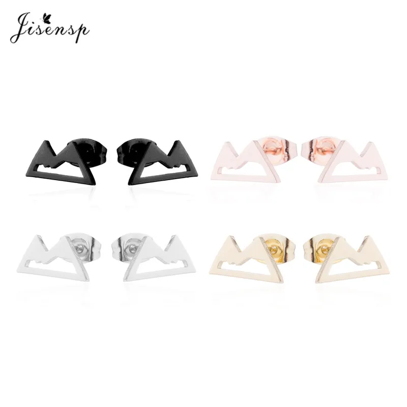 

Jisensp Fashion Mountain Earrings Hiking Outdoor Mountain Range Stainless Steel Stud Earrings Women Travel Jewelry Climbing Gift