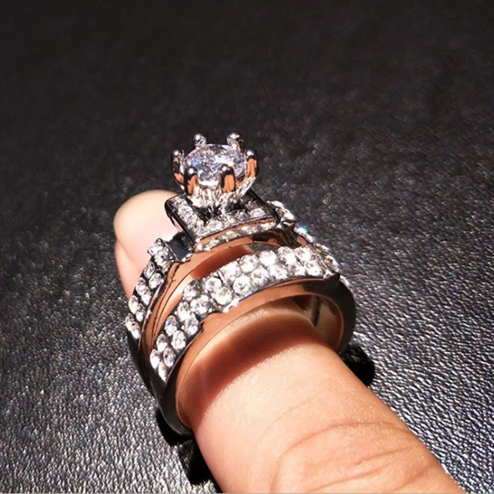 1 пара женских обручальных колец принцессы для влюбленных размер 5 ~ 11 модные