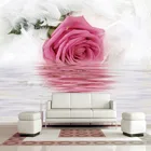 Романтические фотообои с розовыми перьями, отражающими воду, современное искусство, дизайн интерьера, Декор, фрески, 3D красивые обои с цветами