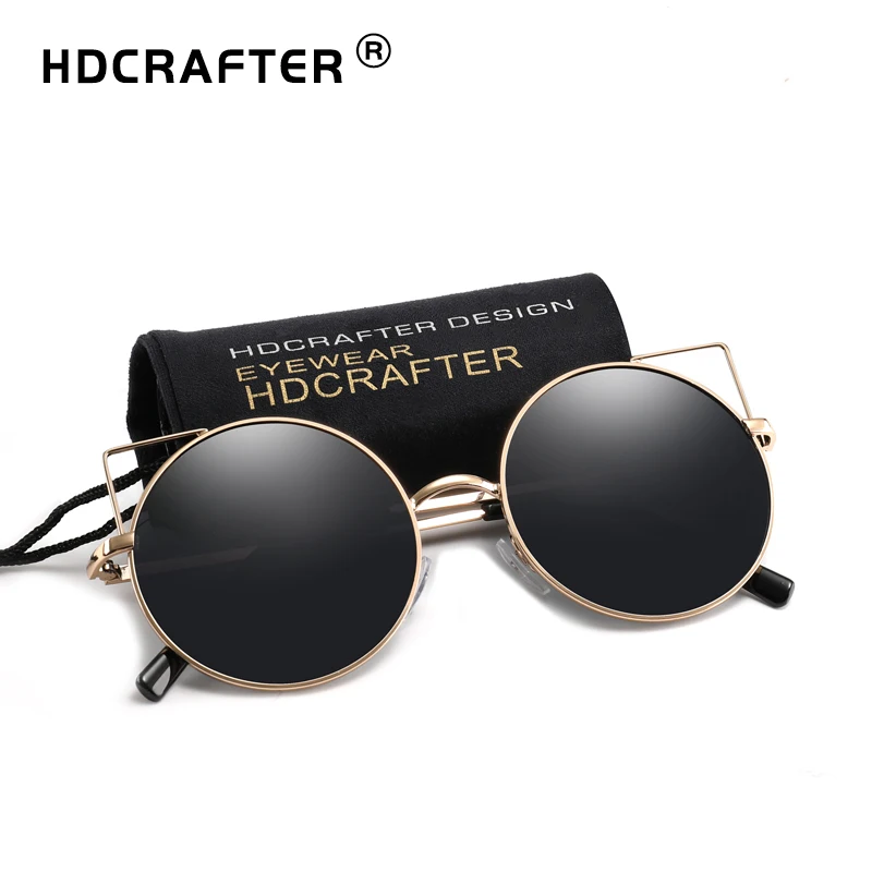 HDCRAFTER кошачий глаз женские солнцезащитные очки круглые для женщин большие модные