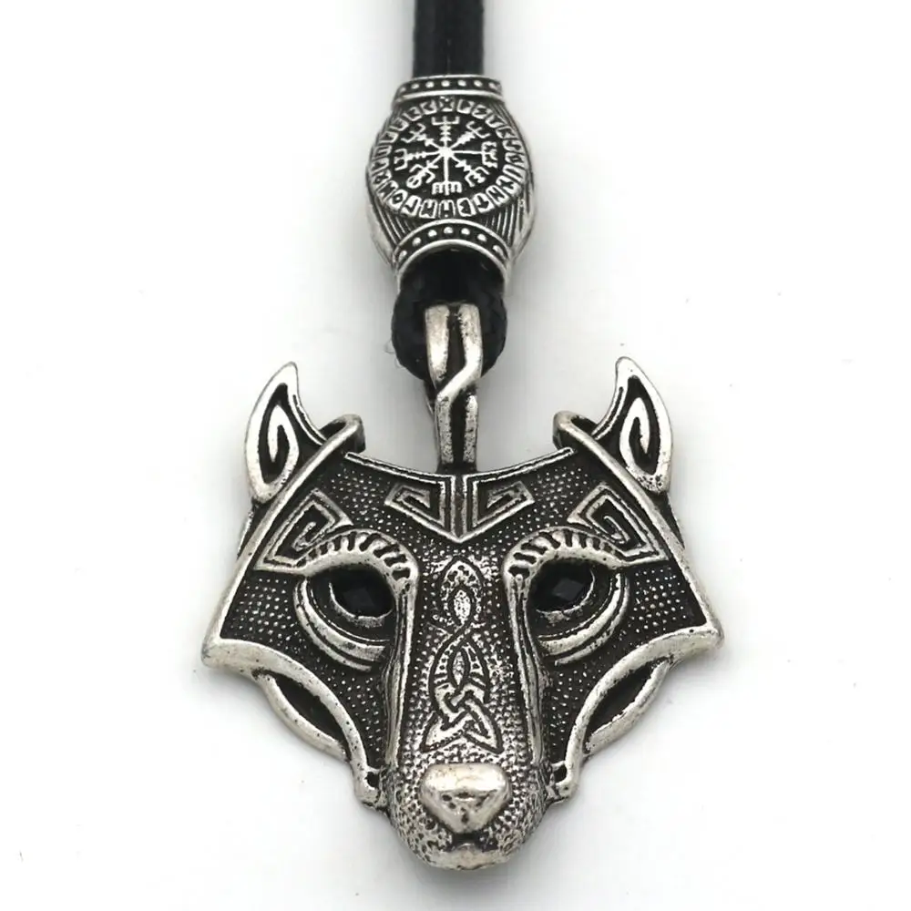 Подвеска с черными кристаллами глаза волка амулет Vegvisir Valknut Trinity бусы колье