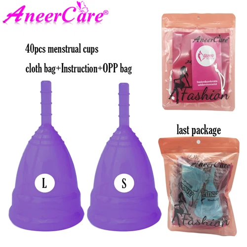Purple 40 шт. силиконовый для использования в медицине менструальная чашка для женской гигиены менструальная чаша для леди период чашка Coppetta mestrumale Coupe menstraelle - Цвет: Purple