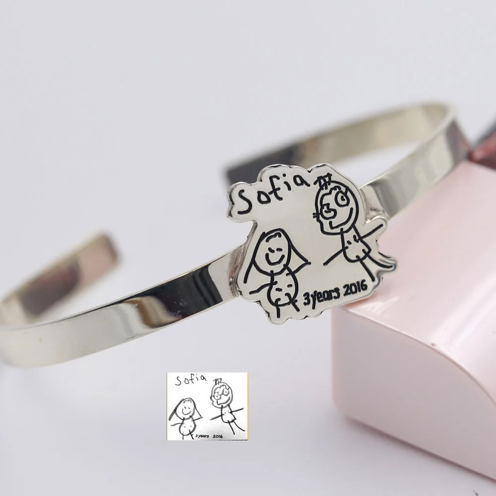 Браслет манжета детский из серебра 925 пробы с индивидуальным логотипом|bangle