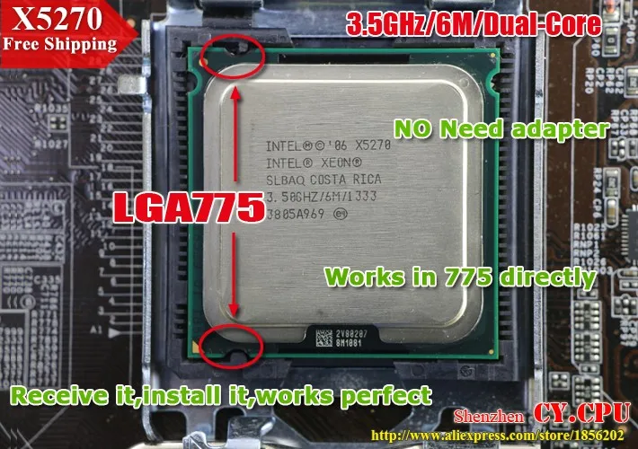 INTEL XEON X5270 3,5 GHz/6 M/1333 Mhz/cpu равный LGA775 двухъядерный процессор E8600 E8500 E8400, работает на материнской плате без адаптера