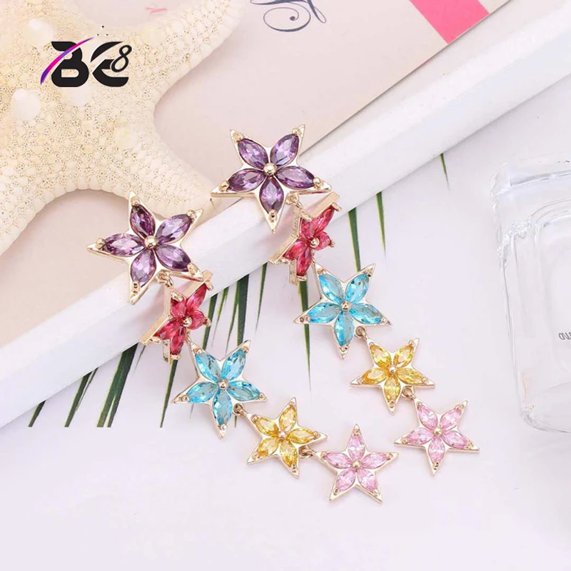 

Be 8 Korean Version AAA Cubic Zirconia Stone Drop Earring, Star Design Long Dangle Earring Women Wedding Party Jewelry E631