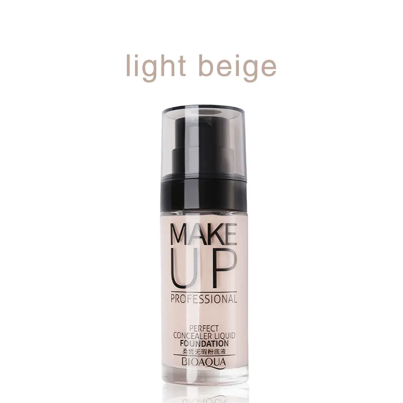 Light Beige BIOAQUA, 3 цвета, консилер, макияж, крем, основа, Жидкая основа, отбеливающая, увлажняющая, контроль жирности, праймер для лица, BB крем - Цвет: Light Beige