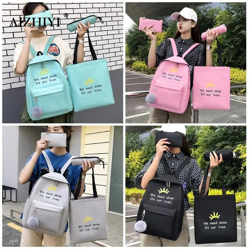 4 шт./компл. лента цепь с буквенным Mochila рюкзак туристические рюкзаки для отдыха школьные рюкзаки для девочек-подростков, школьный рюкзак