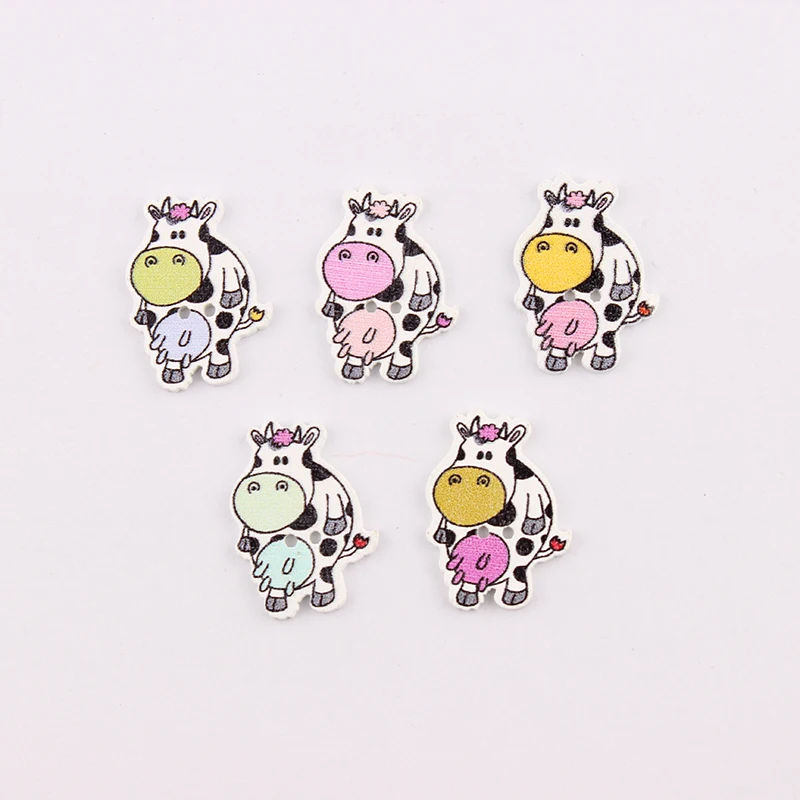 50 шт. деревянные пуговицы с рисунком коровы 28 х20 мм|wooden buttons|mixed wood buttonsbuttons cute |