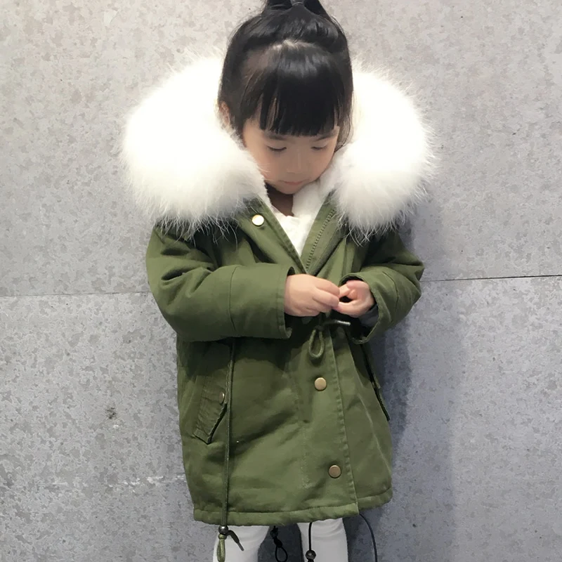 

Зимняя детская верхняя одежда, пальто с меховой подкладкой из меха кролика Рекс, теплые парки для мальчиков и девочек, детская куртка унисек...