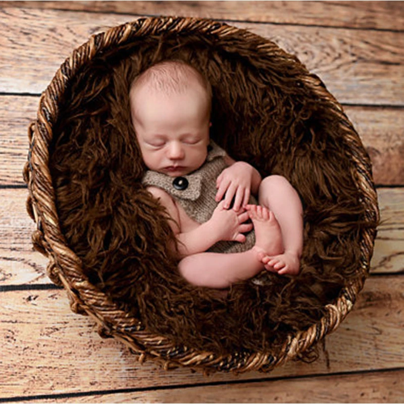 Реквизит для фотосъемки новорожденных одеяло s мягкая длинная меховая корзина