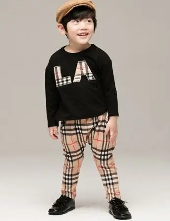 Spring autumn children clothing set boys girls fashion baby shirt plaid skirt Twins clothes sport suit kids outfits | Детская одежда и