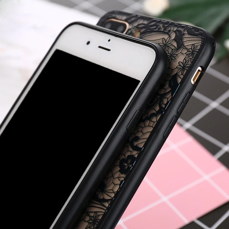 Сексуальный кружевной цветок телефон чехол для iPhone 6 s 7 8 Plus Xs Max XR X 5 5S SE 6s жесткая