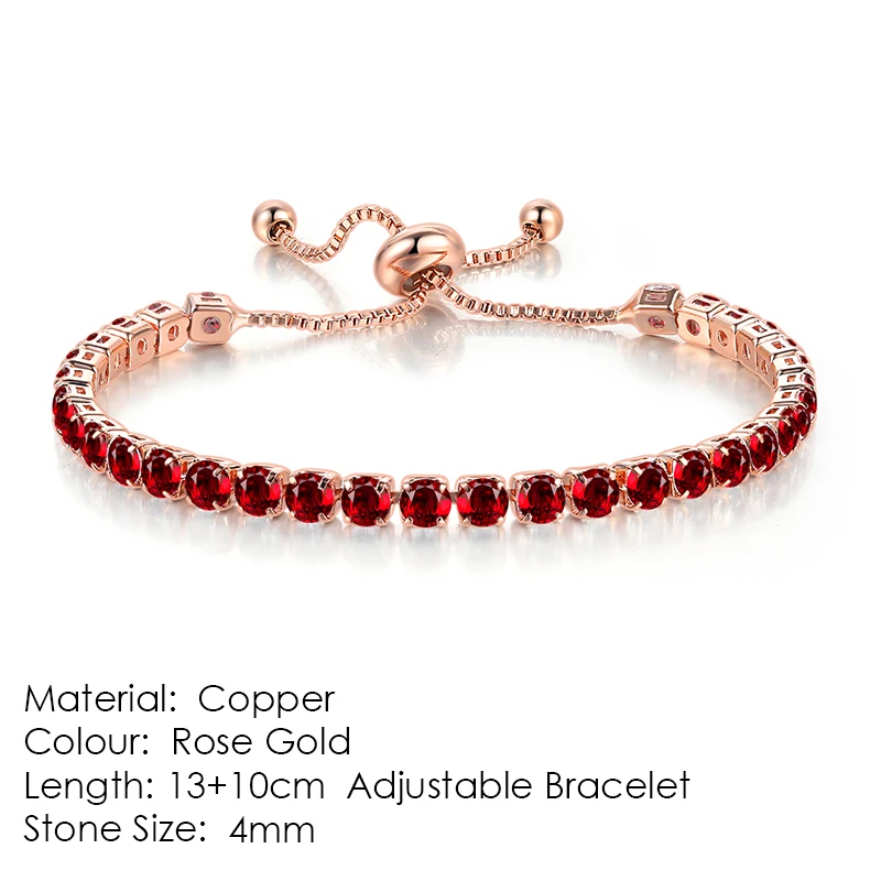 RoseGold Red H131 32 стиля, браслет и браслет для женщин, роскошный трендовый 5 видов и 11 цветов, Теннисный браслет с кубическим цирконием, модные ювелирные изделия, подарок H095-M - Окраска металла: RoseGold Red H131