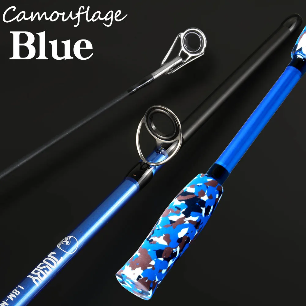Blue Spinning Casting Hand Lure Fly carp Fishing Rod Pesca Ultralight Portable Carbon Fiber Camouflage Mini Travel Sea Feeder Pole - Цвет: Blue