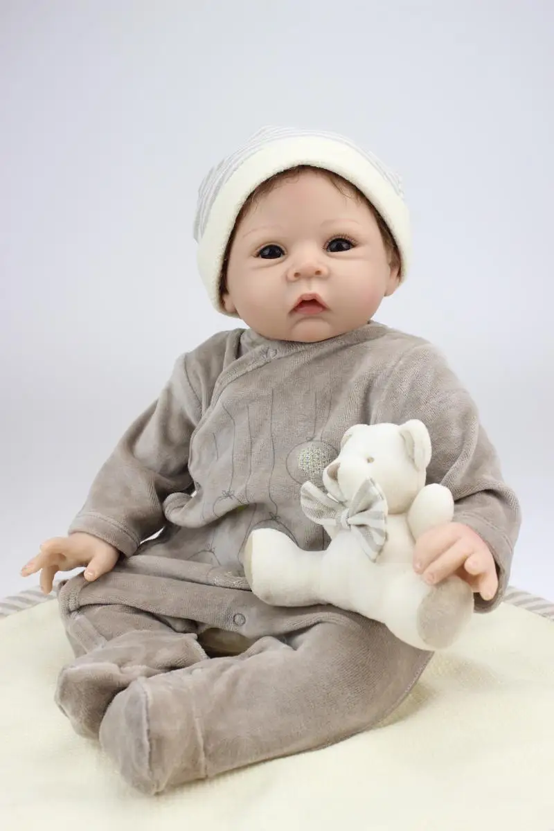 

22" Alive Silicone Reborn Baby Doll 55cm Soft Lifelike Simulation Newborn Bebe Pecifiers Doll Accessories For Kid Brinquedos