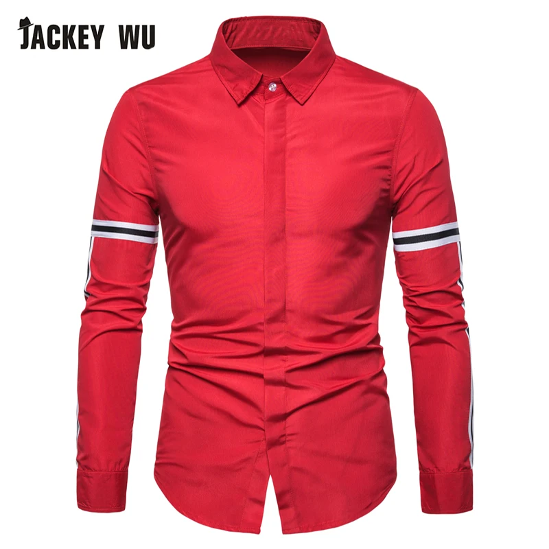 JACKEYWU брендовая повседневная мужская рубашка 2019 корейская мода с длинным рукавом