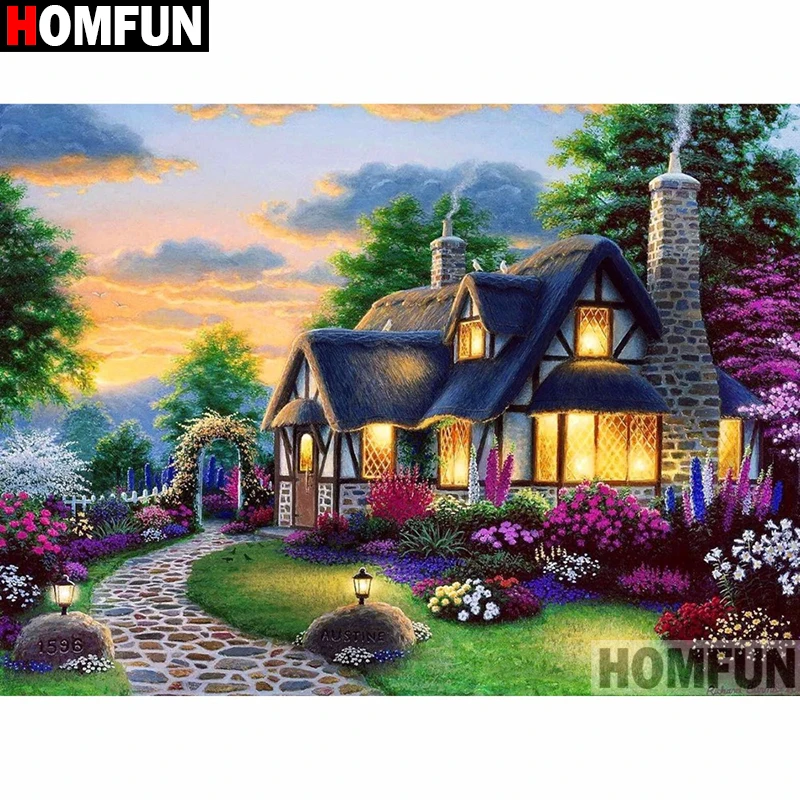 

HOMFUN Full Square/Round Drill 5D DIY Diamond Painting "House landscape" Embroidery Cross Stitch 5D Home Decor A07561
