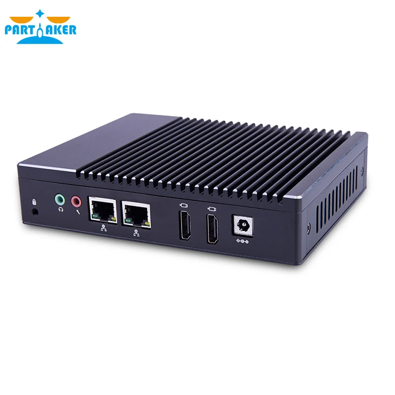 Двойной HDMI Lan безвентиляторный мини ПК с J3160 алюминиевый чехол для цифровой