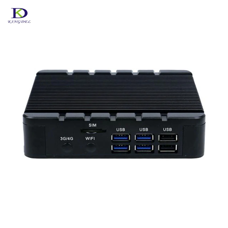 Безвентиляторный промышленный компьютер 2 * COM с windows 7 LAN HDMI Intel Quad Core Celeron J3455 Mini PC Plus