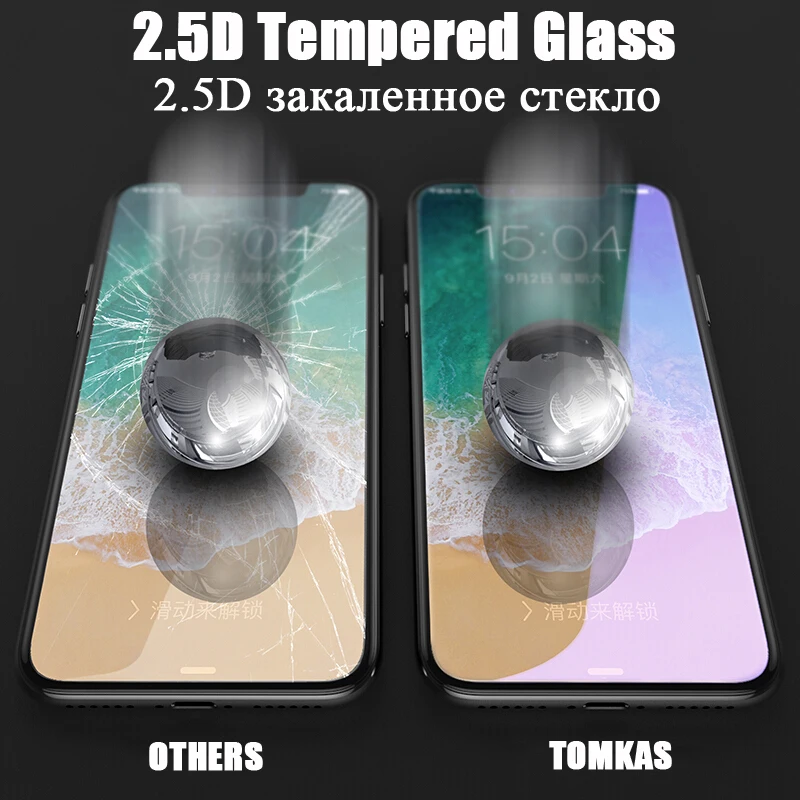 TOMKAS Защитное стекло для iPhone X закаленное 0 3 мм 2.5D 10 iPhoneX защитная стеклянная пленка