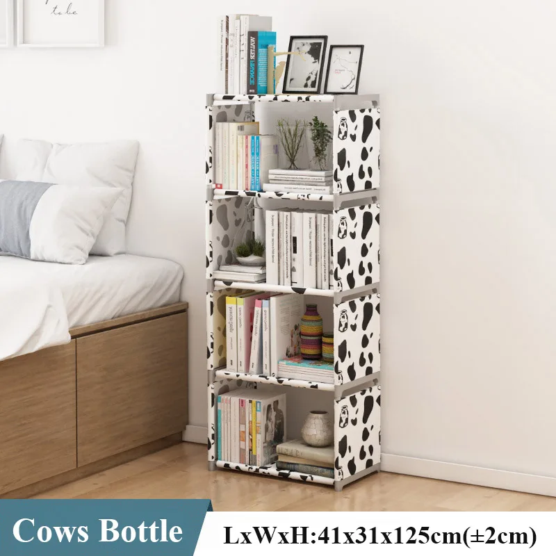 Cows Bottle 5L A Многослойная простая сборная книжная полка угловой шкаф для хранения мелочей органайзер для книг легкая передвижная полка книжный шкаф детский домашний декор - Цвет: Cows Bottle 5L A
