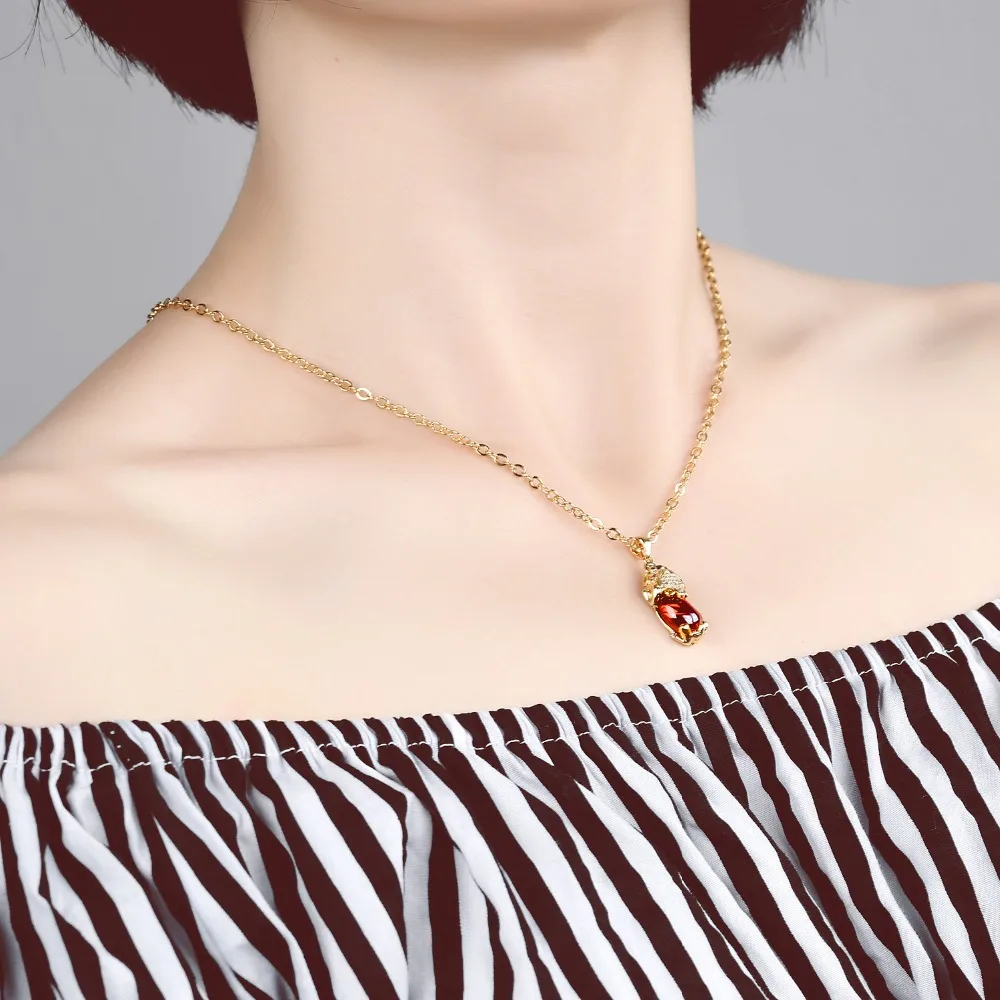 Ожерелье Felicelia Classic Pi Xiu Design с красным кристаллом из кубического циркония в золотом цвете для женщин и девочек, символ удачи.