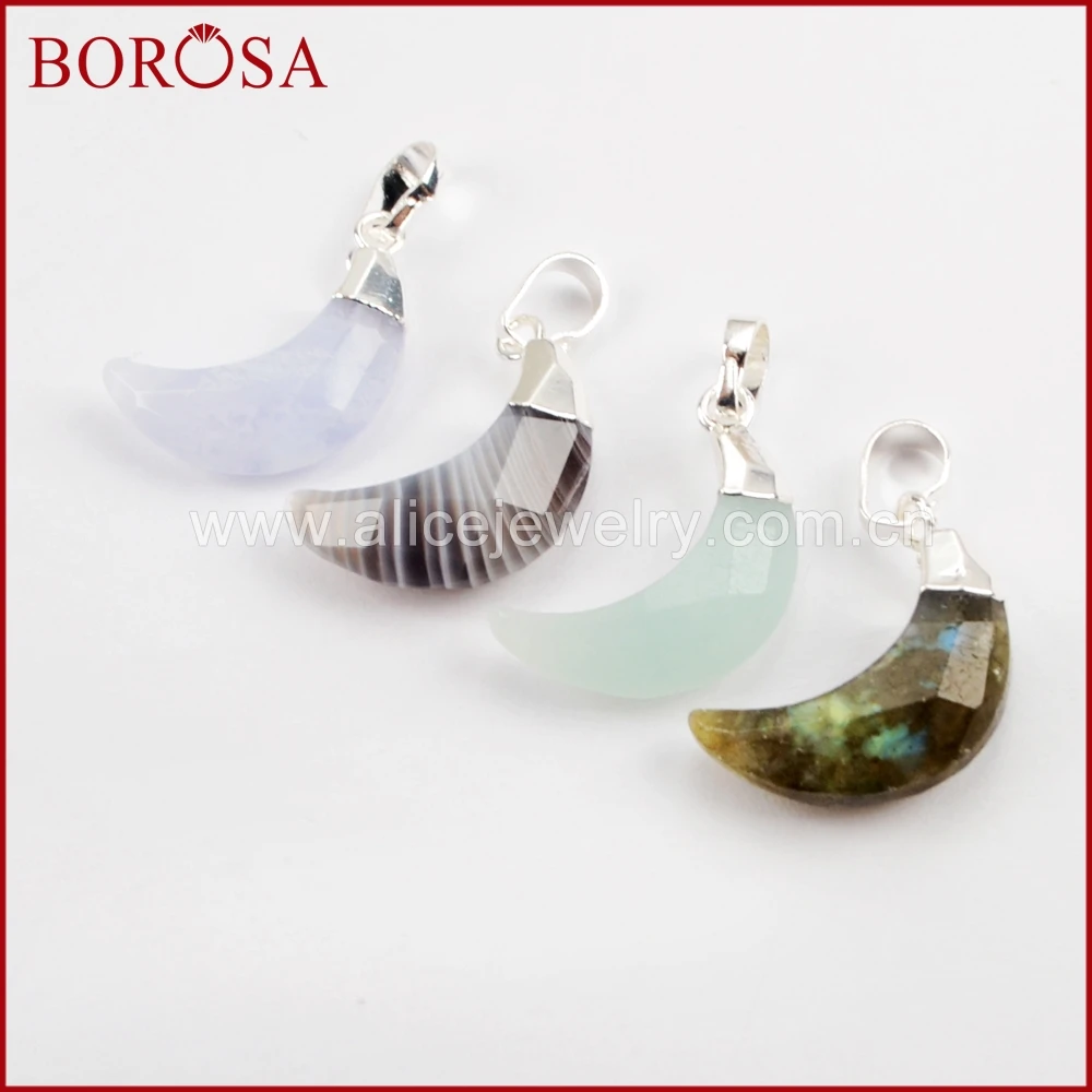 Женские Подвески с полумесяцем BOROSA посеребренные подвески из натурального камня