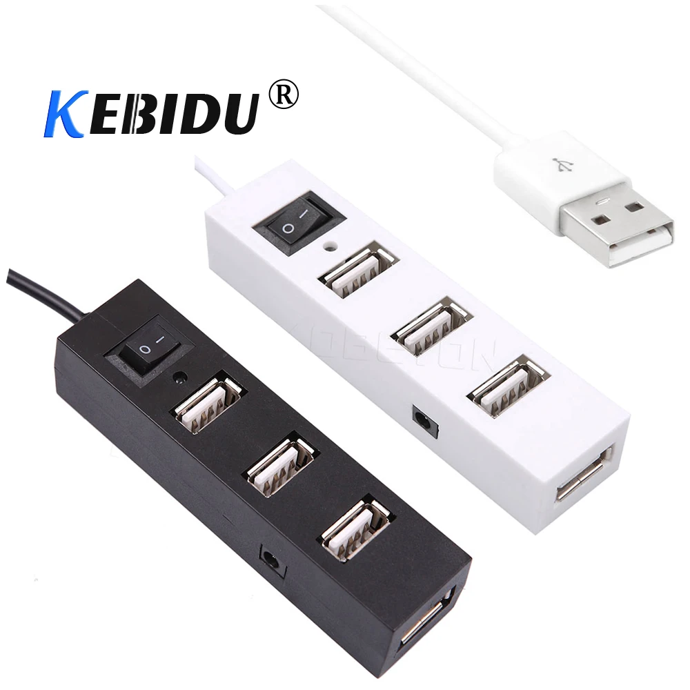 

Высокоскоростной мини-разветвитель kebidu USB 2,0 с 4 портами, хаб с выключателем вкл/выкл, адаптер для ПК, компьютера, для портов, жестких дисков