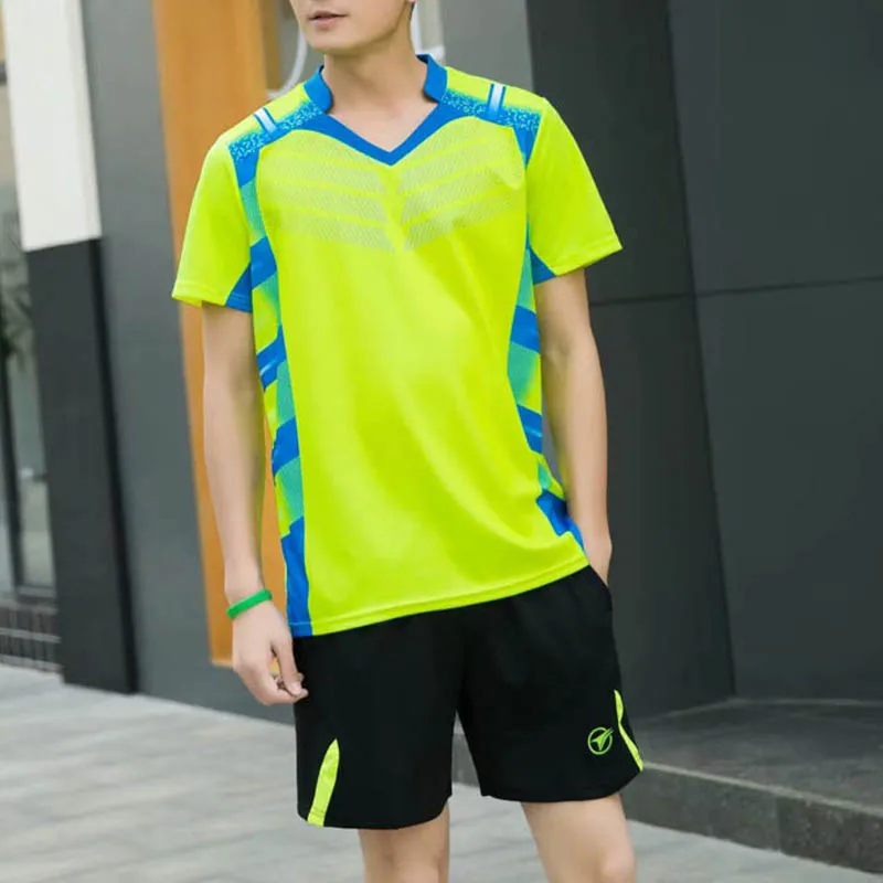 Blue Sports Quick Dry breathable badminton shirts,Women/Men table tennis group game running training Sport V Neck T Shirts