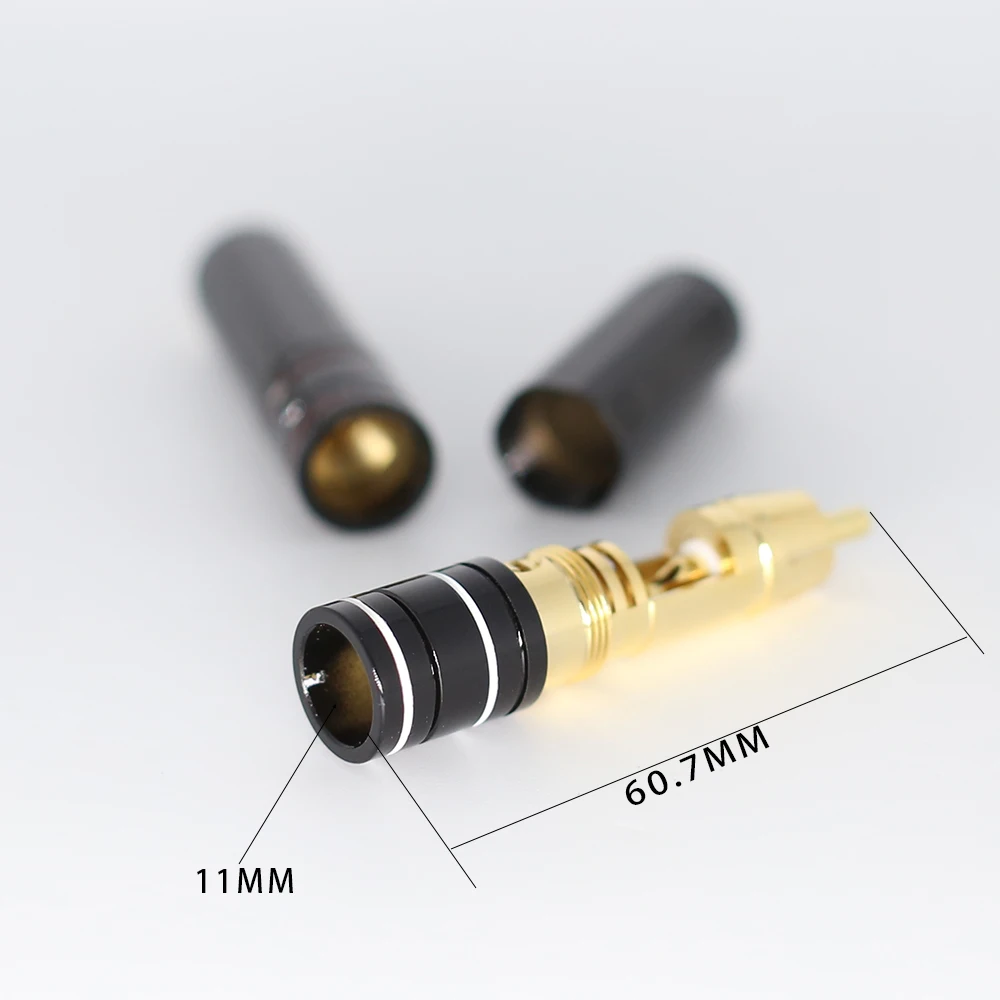 4Pcs High Quality Gold Plated RCA Plug Lock Collect Solder A/V Connector HIFI Connector