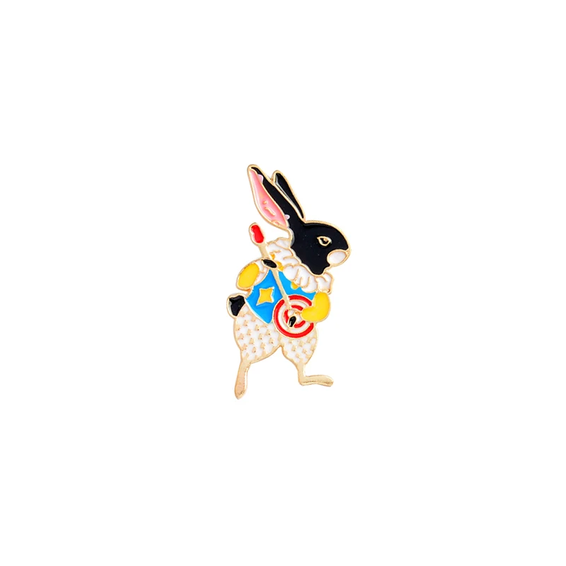 Banjo rabbit Mr and Miss Cat, кролик, лиса, эмалированные булавки, броши в виде животных, пряжка, инструмент игрока, Банни, значки, ювелирный подарок для возлюбленных пар - Окраска металла: Banjo rabbit