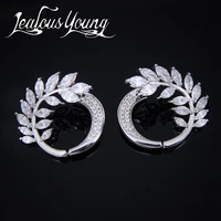 new fashion charm womens stud earrings jewelry classic olive leaf crystal earrings with cz stone for girl gift bijoux ae222