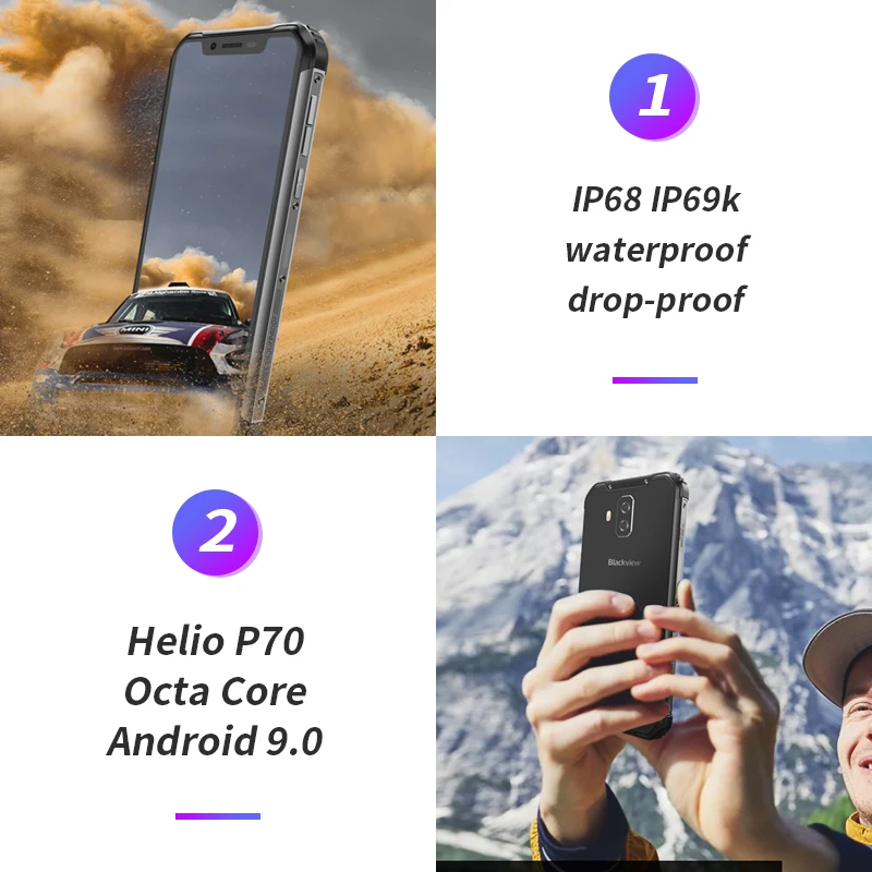Blackview BV9600 IP68 Водонепроницаемый 6 21 &quotДисплей Android 9 0 Helio P70 4 Гб Оперативная память 64