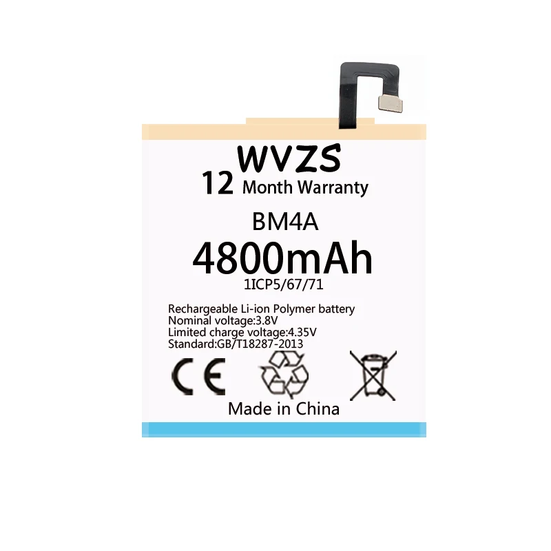 Wvzs 4800 мАч литий-полимерный сменный аккумулятор BM4A для Xiaomi футляр Hongmi Redmi Pro
