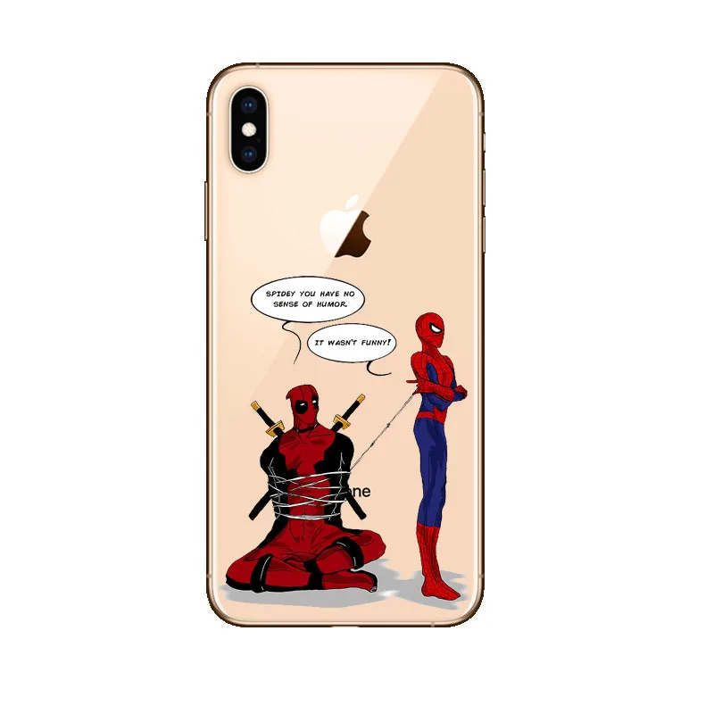 Супер классный Мягкий силиконовый чехол для телефона Marvel Deadpool Super Hero iPhone 7 7Plus 8 8Plus