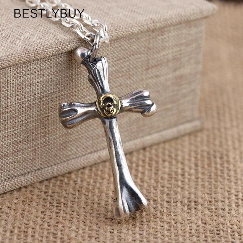 

BESTLYBUY Cross Skull Pendants 100% Sterling Silver Necklace Pendant mjolnir Motorcycle Fashion Medallion 29*53MM 21G