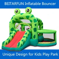 frog prince inflatable bouncer house slide bounce castle air trampoline nylon inflated bouncy combo kid toys with protection net