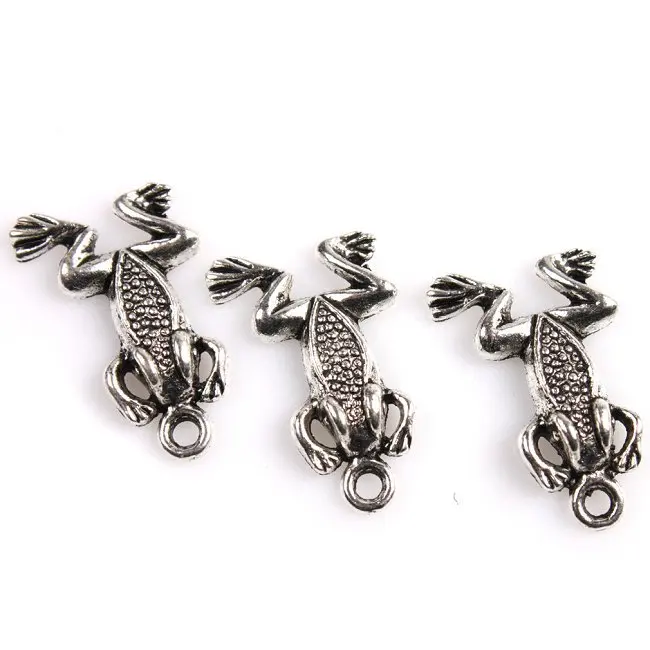 180 шт./лот милый лягушка резной горох серебро тон сплав подвески-талисманы Fit