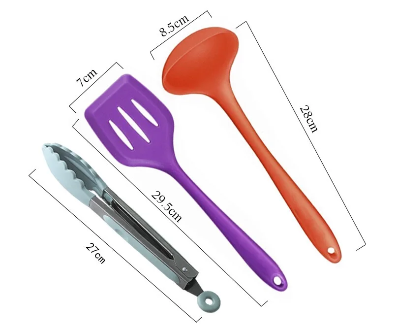 Бесплатная доставка разноцветные силиконовые кухонные tools10-piece антипригарная