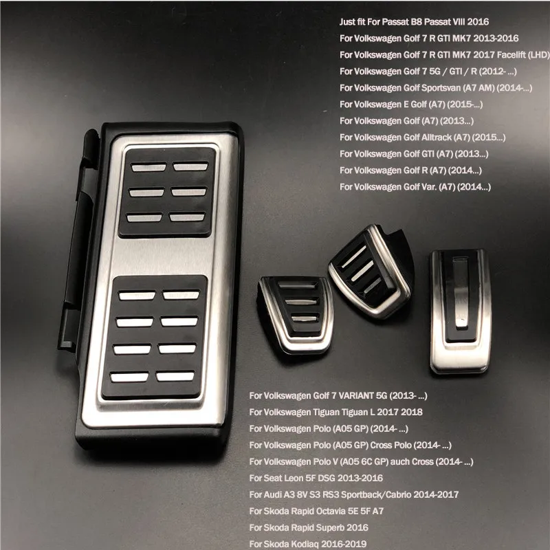 MT 3PCS Автомобильная педаль для Volkswagen Touareg Golf 7 Tiguan POLO/Seat Leon/Skoda Kodiaq Rapid/Porsche Cayenne Macan/Audi A3 A4 A5 A6 A7 Q3 Q7 - Название цвета: MT 3PCS