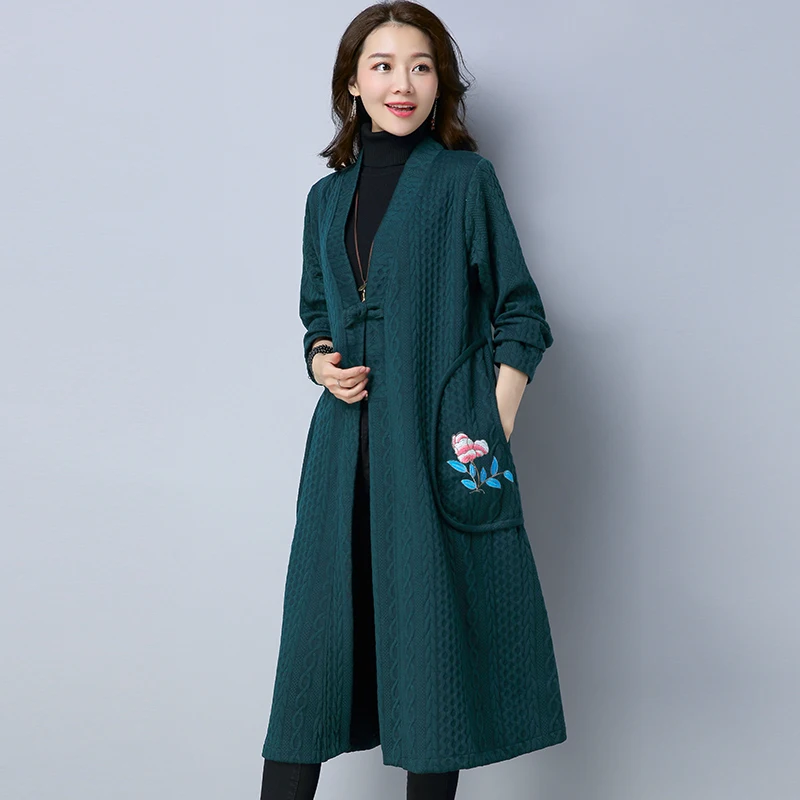 2018 мода зима новый китайский Стиль Большие размеры пластина пряжки вышивка