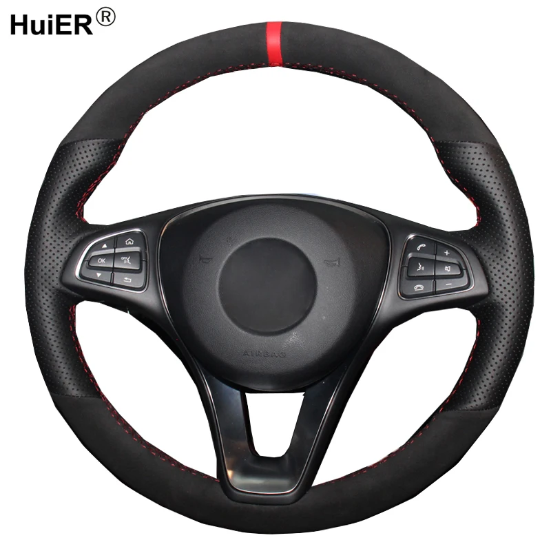 

DIY Car Steering Wheel Cover Volant For Mercedes Benz C180 C200 C260 C300 B200 Suede Cow Leather Braid on the Steering-wheel