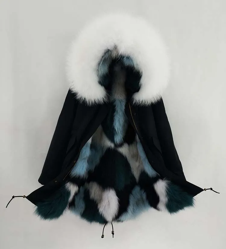 Long fox fur 2 Мао Конг натуральный мех пальто зимняя куртка женская длинная парка натуральный мех енота воротник натуральный Лисий Мех бежевый роскошный уличная - Color: Long fox fur 2