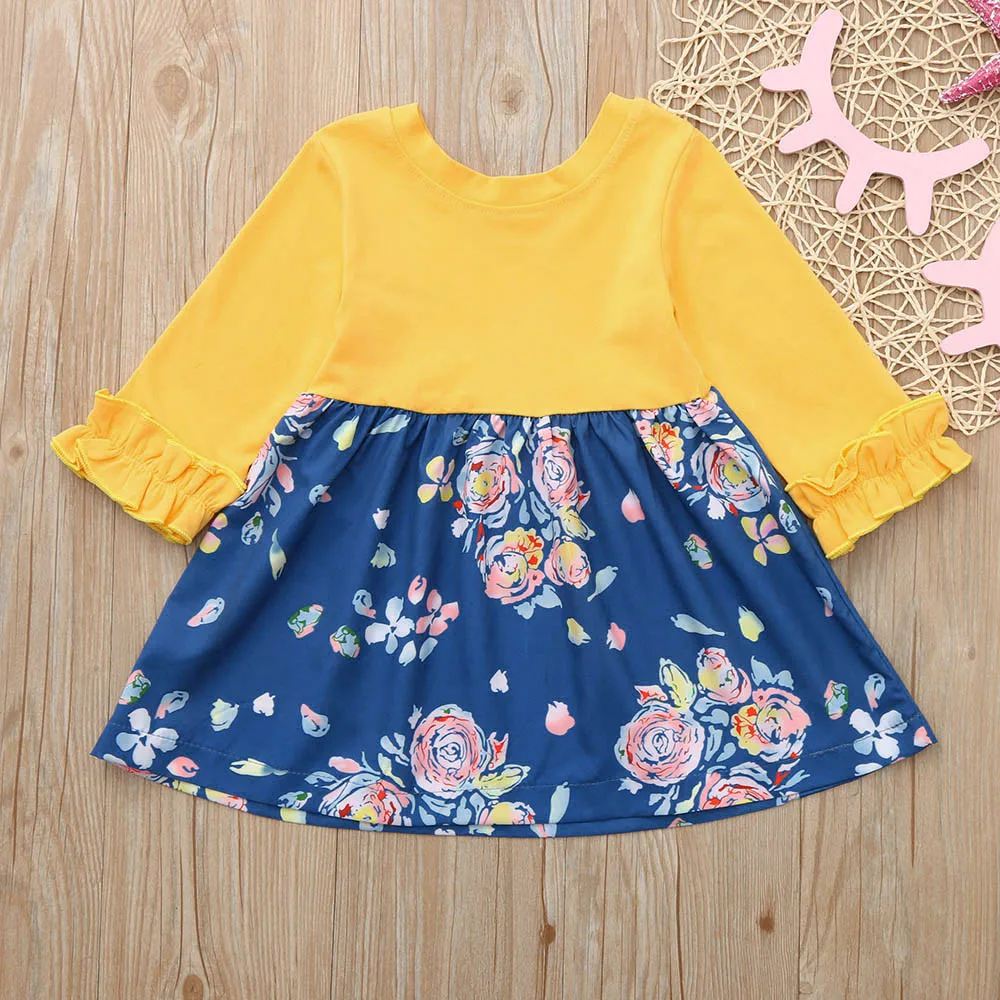 MUQGEW Girls Dress Toddler Baby Clothes Long Sleeve Floral Printing Outfit Dresses Children Clothing Dropshipping | Детская одежда и