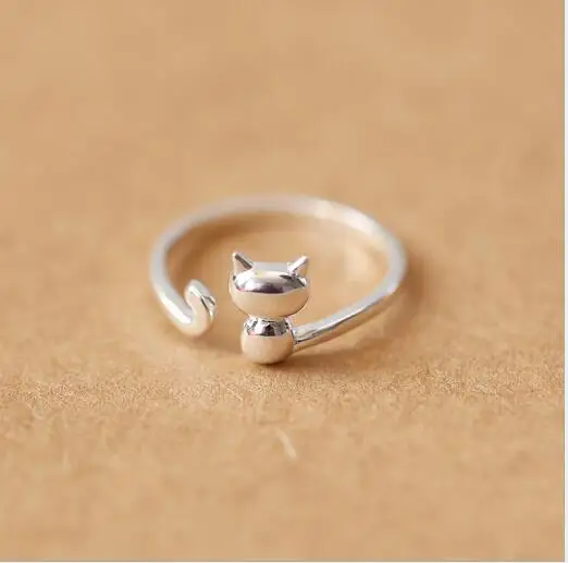 

NEW ! Real 925 Sterling Silver Ring Silver fashion jewelry Ring Animal 3D Cat Tail Branches jewelry wholesale jewelry