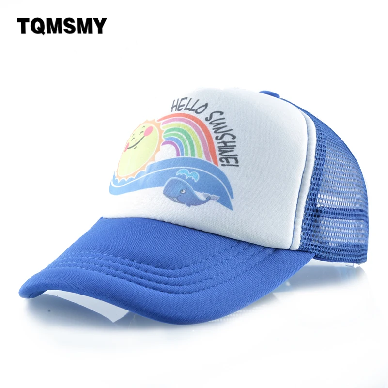 

Cute Breathable mesh Baseball Cap Girls Summer Rainbow sun Hats For Boy Snapback Caps Children Solid Color Bone kids casquette
